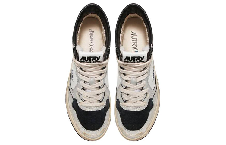 Lookbook AUTRY 皮革 復古風格高幫 時尚板鞋 男款 白黑色 做舊版