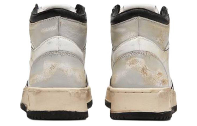 Shop AUTRY 皮革 復古風格高幫 時尚板鞋 男款 白黑色 做舊版