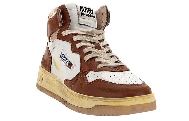 AUTRY High-Top Leather Sneakers 'White Brown' 圖 2
