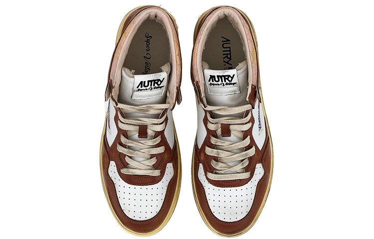 AUTRY High-Top Leather Sneakers 'White Brown' 圖 3