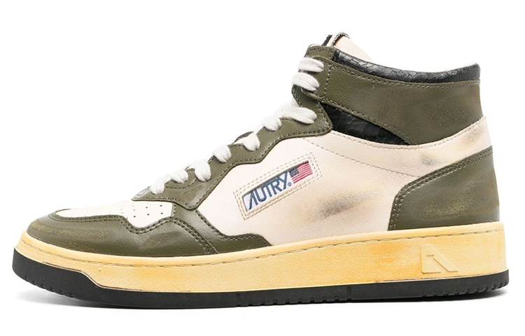 AUTRY Leather High-Top 'Distressed White Green' AVMM-SV24