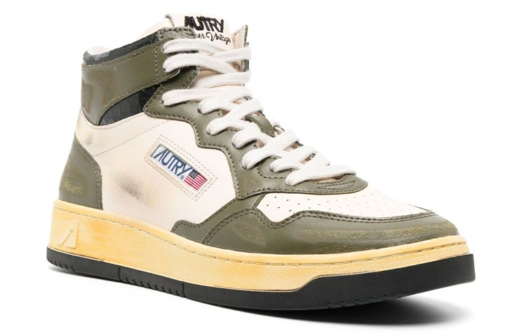 Order オートリー レザーハイカット "ヴィンテージ風白緑" AVMM-SV24