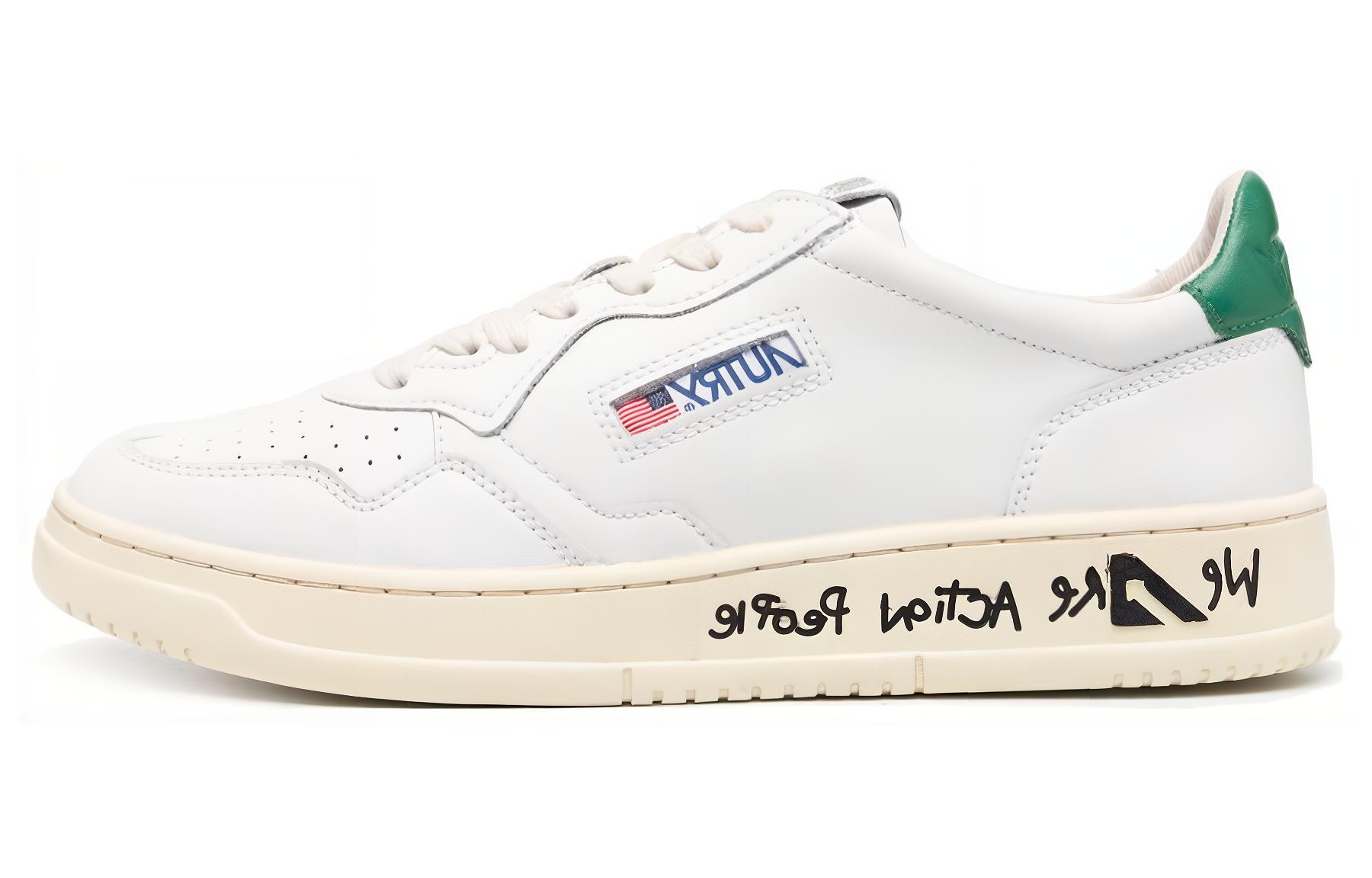 AUTRY Leather Low Top 'White Green' AULM-LD08