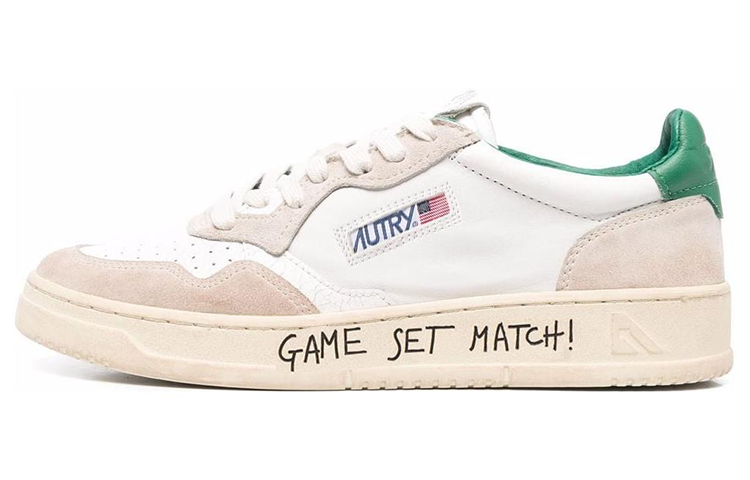 AUTRY Leather Panel Lace-Up 'Grey Green'