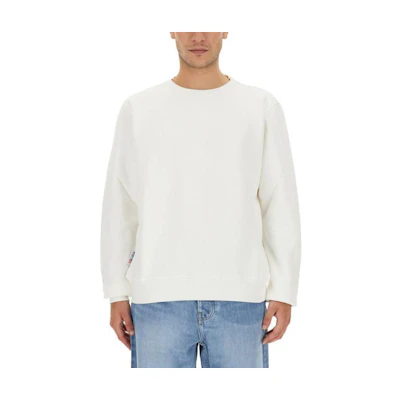 AUTRY Logo Crewneck Loose Pullover Sweatshirt White SWIM412W