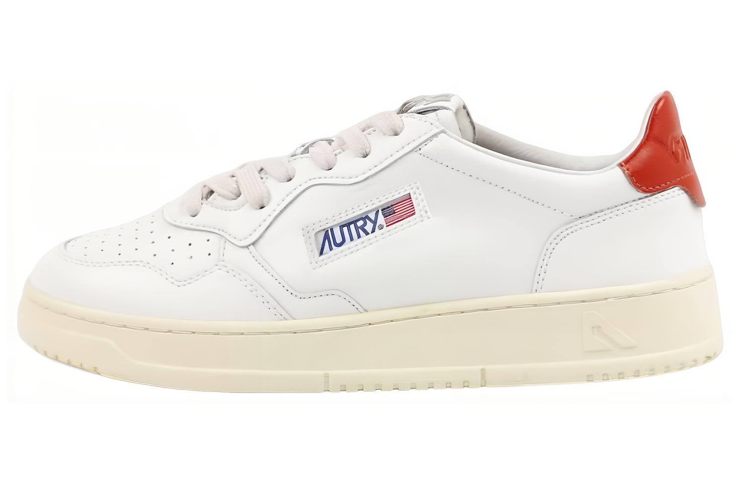 AUTRY Low-Top Leather Sneakers 'White Red' AULM-01LO
