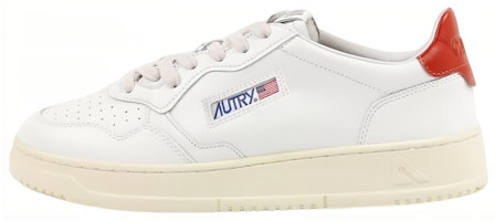 AUTRY Low-Top Leather Sneakers 'White Red' AULM-01LO AUTRY Low-Top Leather Sneakers 'White Red' AULM-01LO