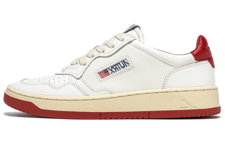 AUTRY Low Top Leather Sneaker 'White Red'
