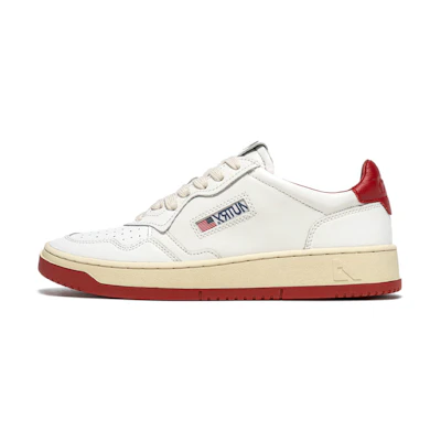 AUTRY Low Top Leather Sneaker 'White Red'