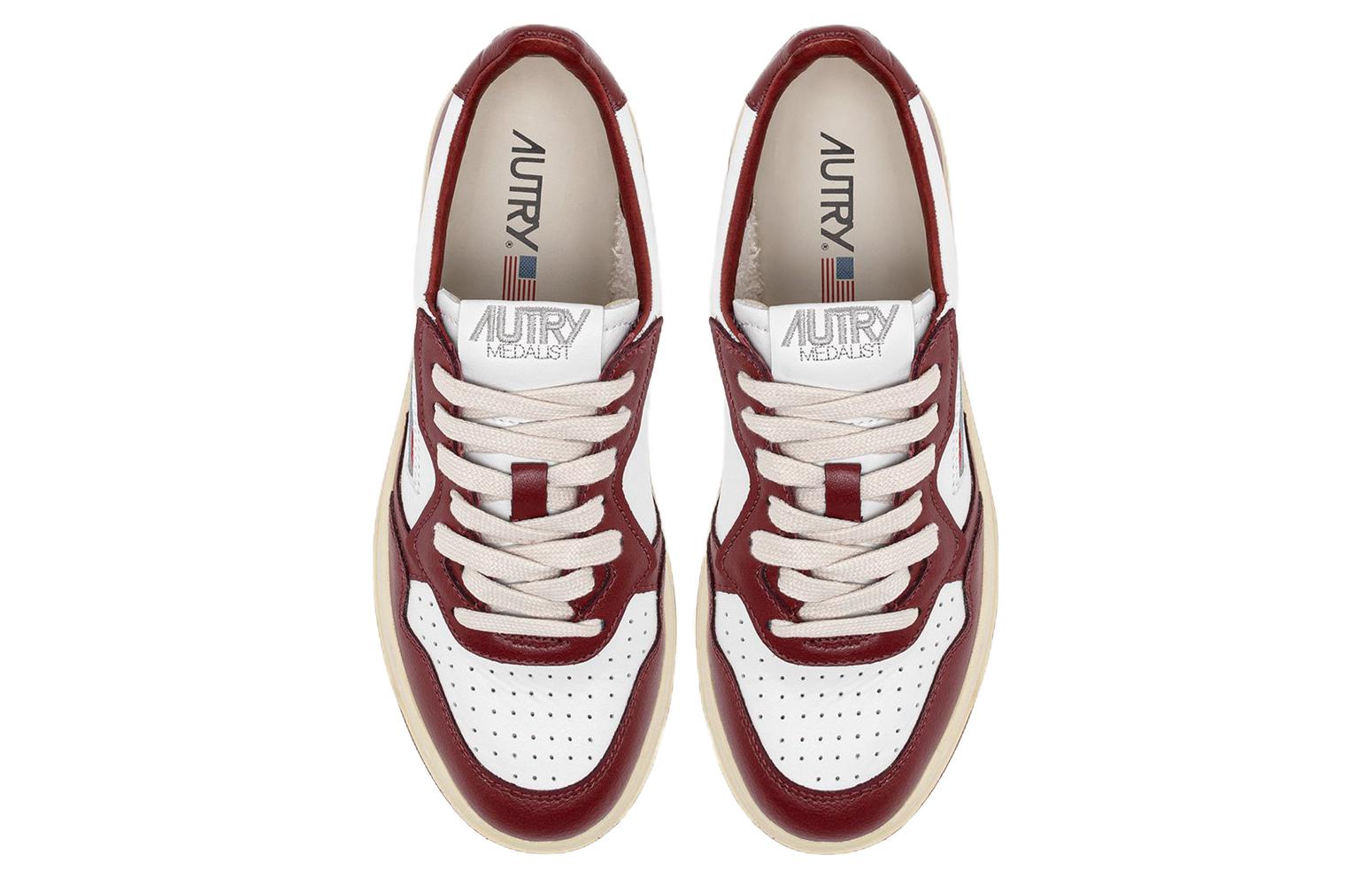 Lookbook AUTRY Medalist 皮革 系帶圓頭舒適 低幫 板鞋 男款 白紅色