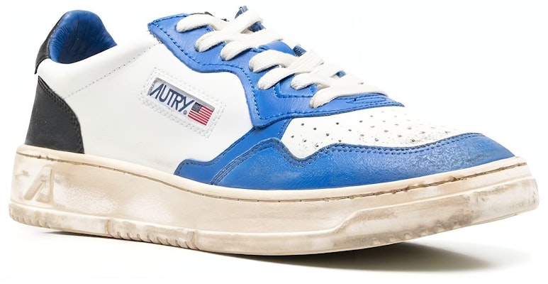 AUTRY Medalist Leather Low 'Distressed White Black Azure' AVLM-SV10 Order AUTRY Medalist Leather Low 'Distressed White Black Azure' AVLM-SV10