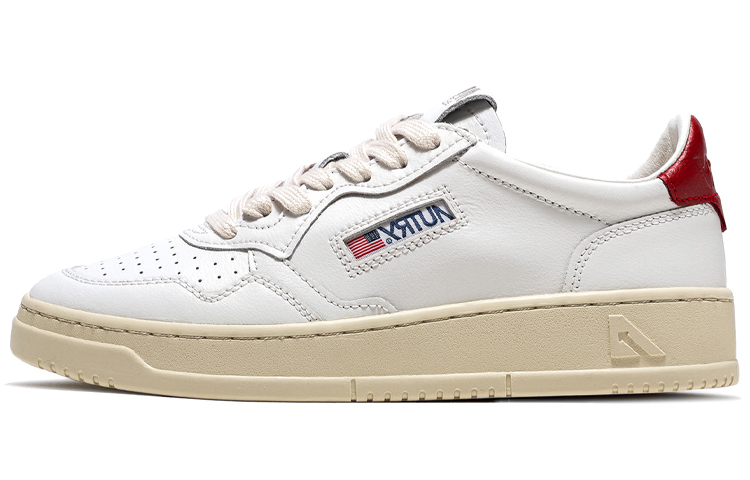 Buy AUTRY Medalist 皮革低帮鞋 '白红' AULM-LL21