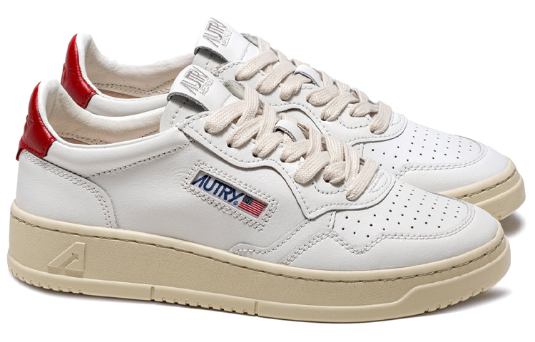 Lookbook AUTRY Medalist 皮革低帮鞋 '白红' AULM-LL21