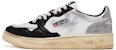 AUTRY Medalist Leather Low Putih Hitam Perak Distressed AVLM-SV11