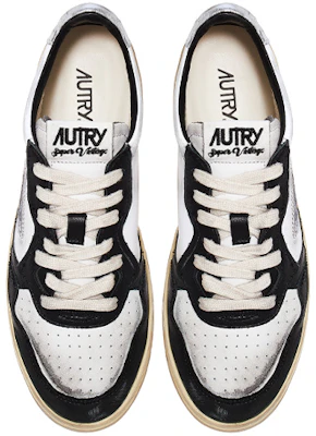 AUTRY 低筒系带 時尚板鞋 男款 白黑銀 仿舊版 Shop AUTRY 低筒系带 時尚板鞋 男款 白黑銀 仿舊版