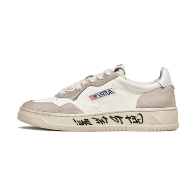 AUTRY Medalist Leather Low Lettering 'Get Out The Ball - Beige'