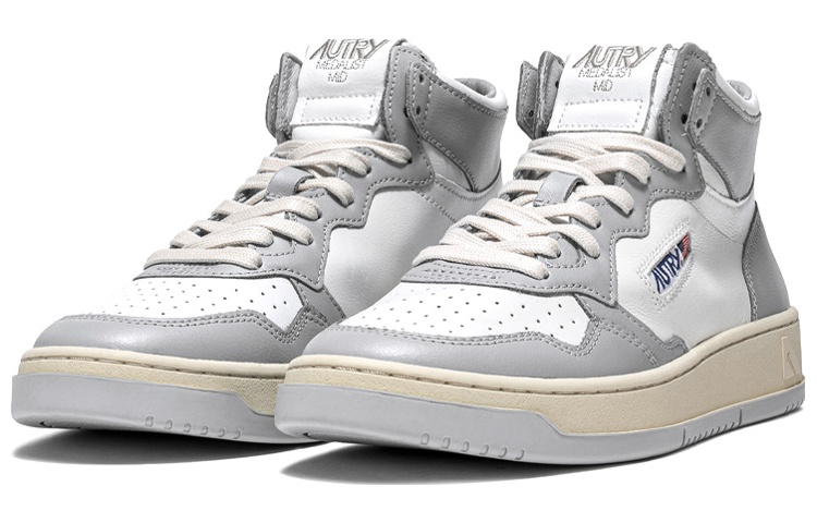 Order AUTRY 皮革 高筒 绑带 时尚板鞋 男款 白灰色