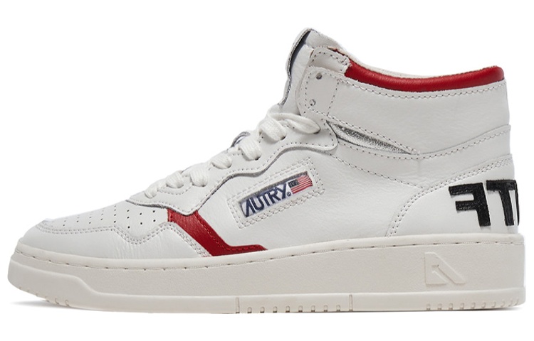 AUTRY Mid-Top Lace-Up 'White Red' AUMM-STF1