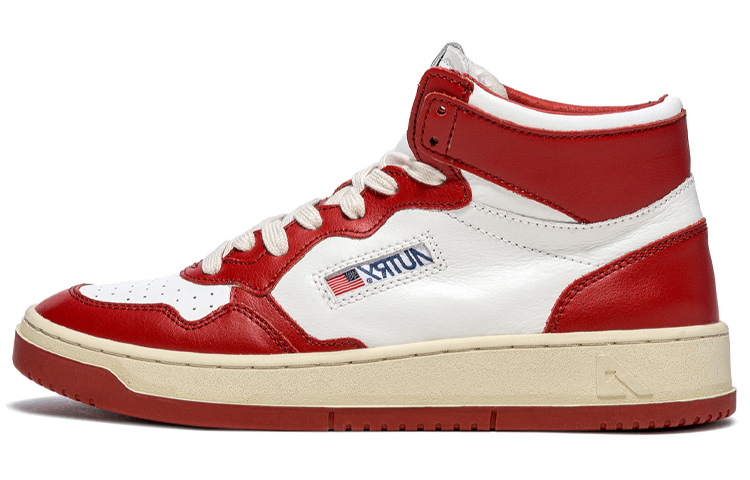 AUTRY Mid-Top Lace-Up 'White Red'