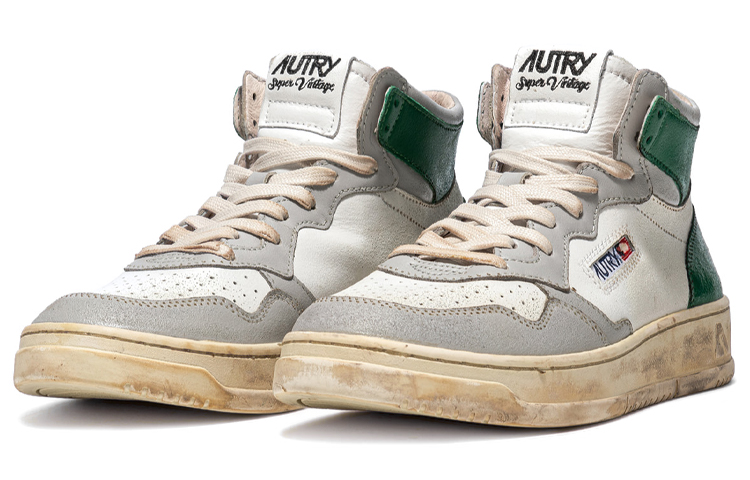 AUTRY Mid-Top Leather Sneaker 'White Grey Green' 圖 2