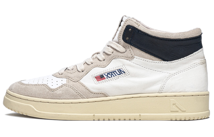 AUTRY Mid Top Leather Sneakers 'White Grey Blue'