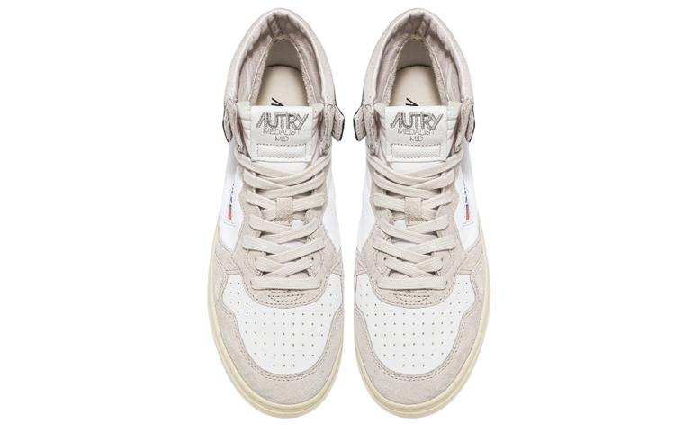 AUTRY Mid Top Leather Sneakers 'White Grey Blue' 圖 3