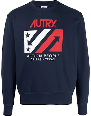 AUTRY Navy Blue Letter Logo Crewneck Long Sleeve Sweatshirt SWIMF1535 Buy AUTRY Navy Blue Letter Logo Crewneck Long Sleeve Sweatshirt SWIMF1535