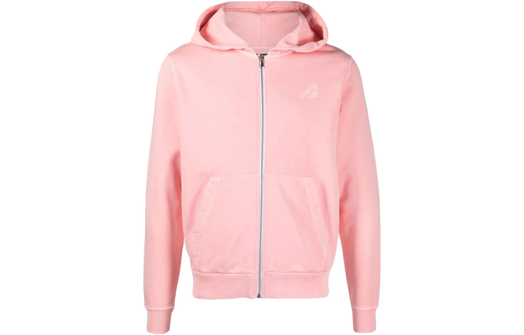 AUTRY Pink Solid Color Loose Fit Hoodie with Zipper HOSM2563
