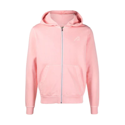 AUTRY Pink Solid Color Loose Fit Hoodie with Zipper HOSM2563