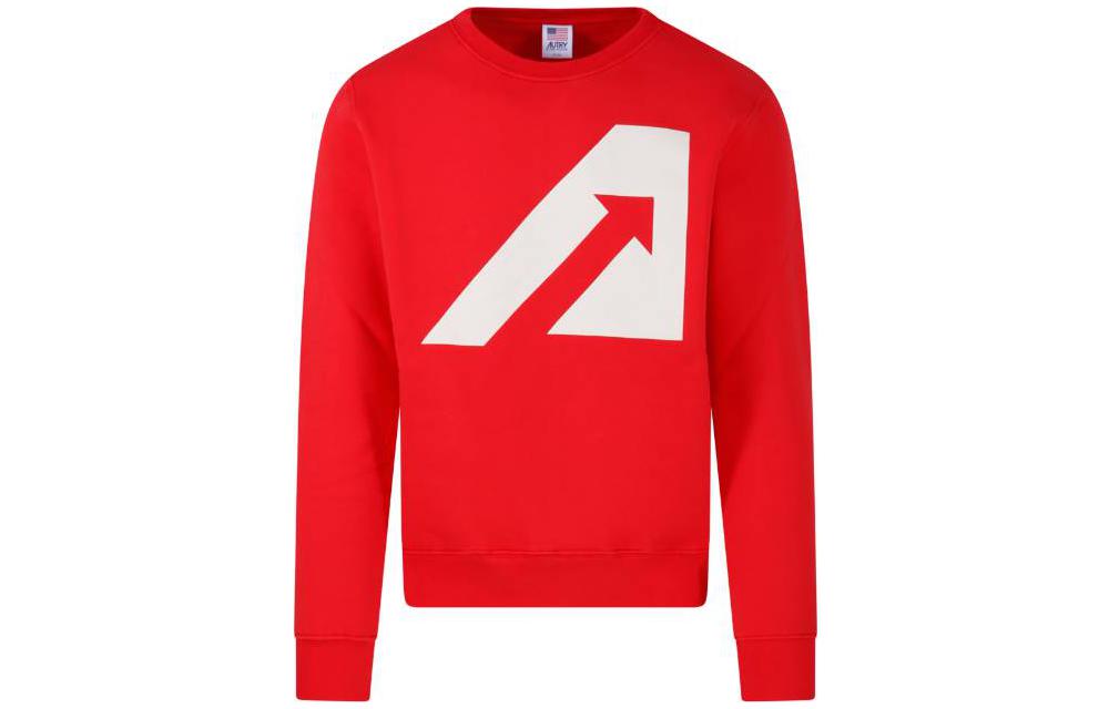 AUTRY Red Crewneck Long-Sleeve Sweatshirt with Arrow Print SWIM407R