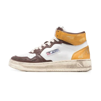 AUTRY Sneakers 'White Brown Yellow Distressed'