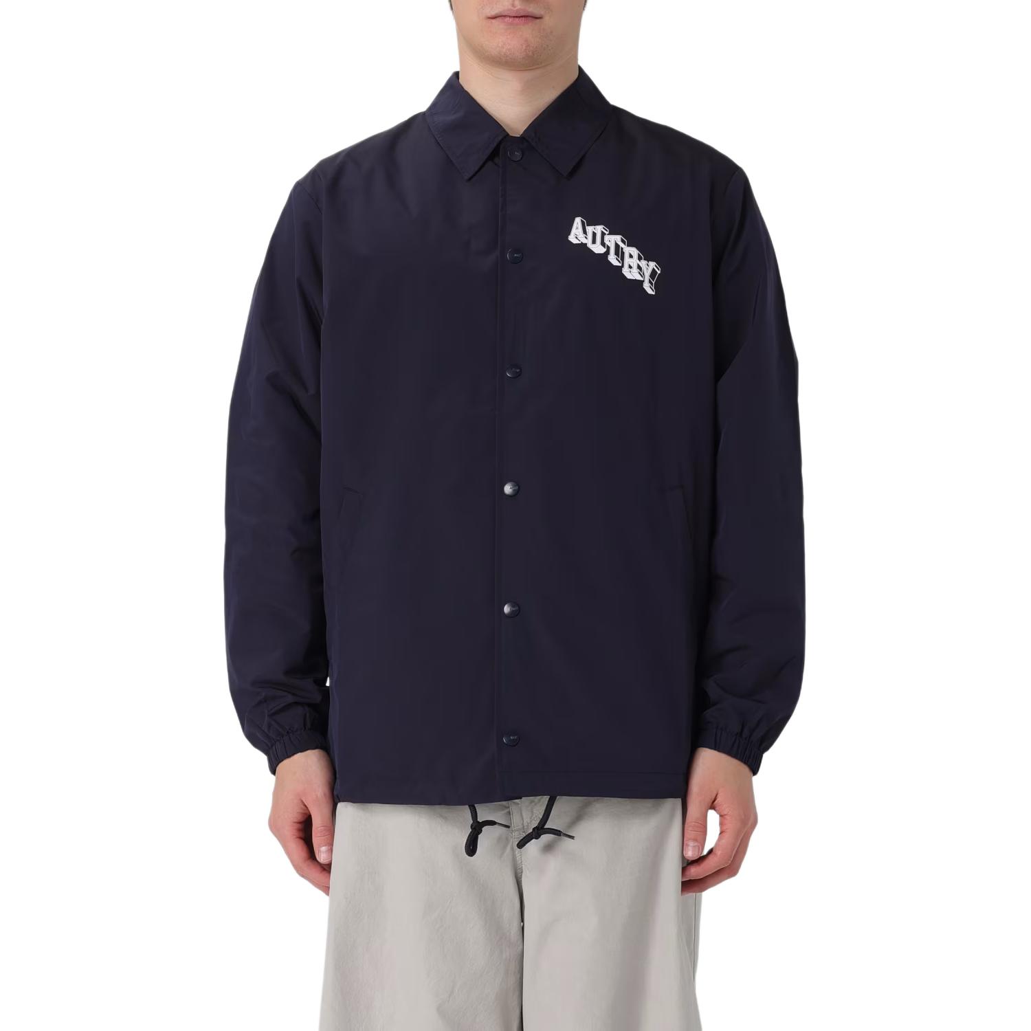 AUTRY Solid Button-Up Collared Jacket Blue Long-Sleeve Outerwear JAPM547B 圖 3