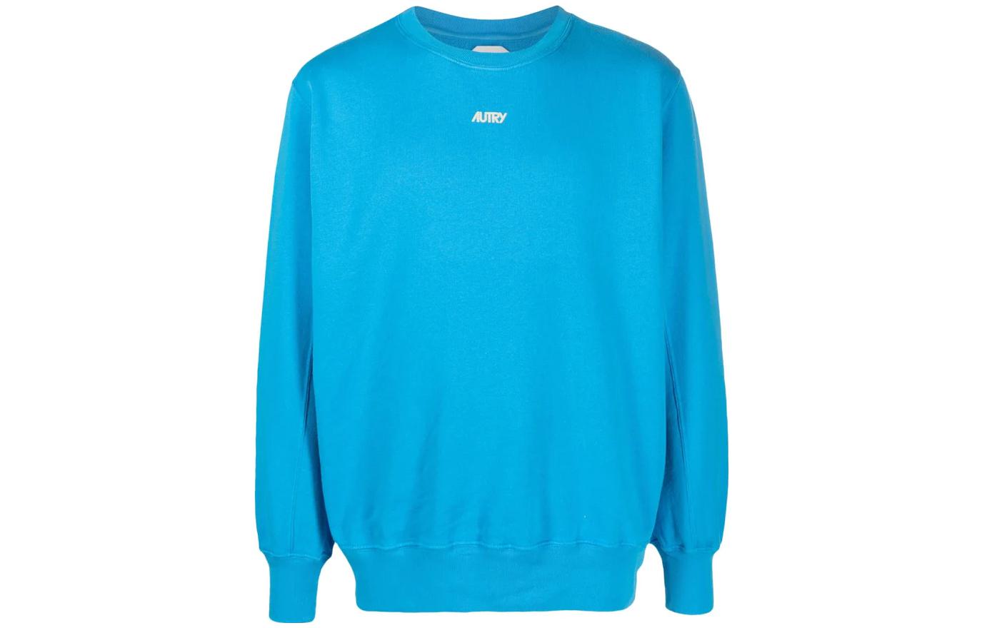 AUTRY Solid Color Crewneck Pullover Sweatshirt - Blue SWBM416CAPPARELCOBALT