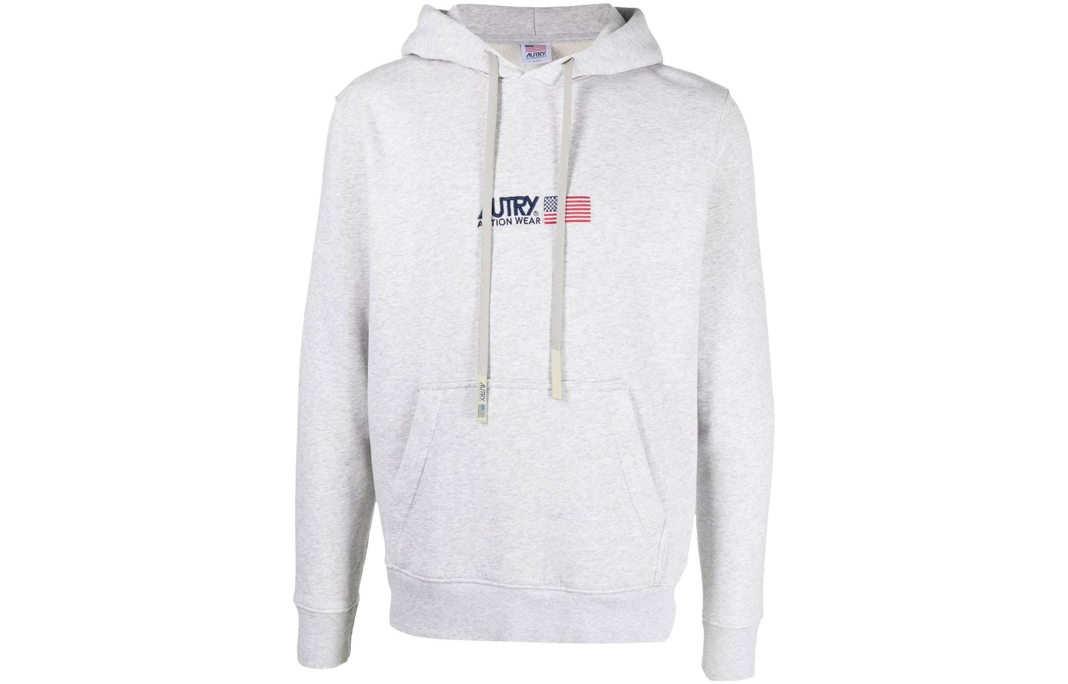 AUTRY Solid Color Printed Hoodie Men’s Grey HOIM1553