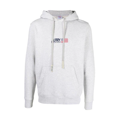AUTRY Solid Color Printed Hoodie Men’s Grey HOIM1553