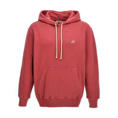 AUTRY Solid Color Red Hoodie - Relaxed Fit Long Sleeve Pullover HOEM418I