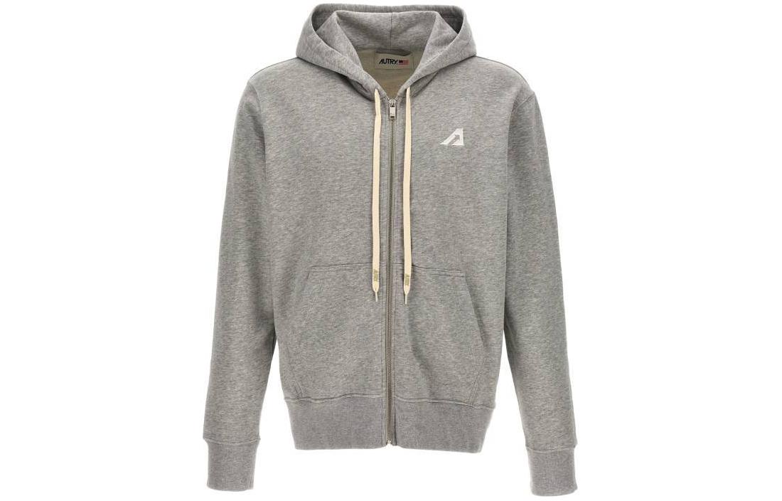 AUTRY Solid Color Zip Hoodie Jacket - Gray HOPM574M