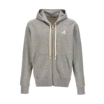 AUTRY Solid Color Zip Hoodie Jacket - Gray HOPM574M