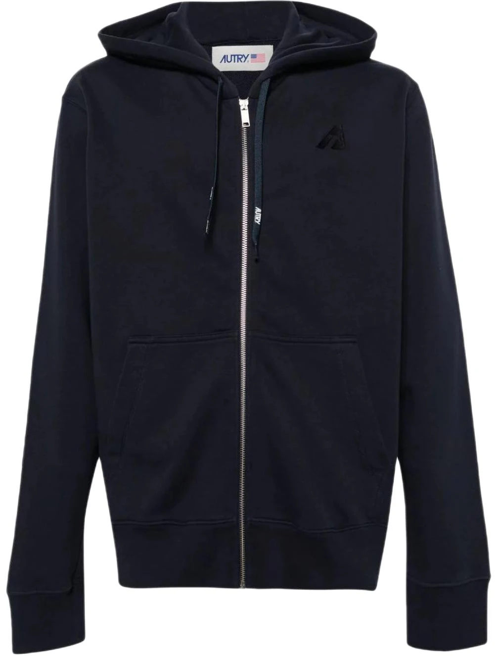autry-solid-color-zip-hoodie-jacket-navy-blue-hopm-574-b