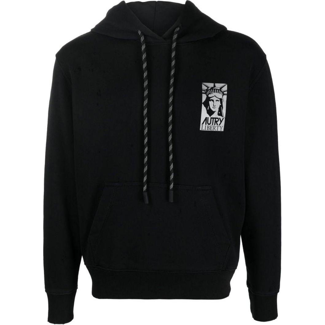 AUTRY SS23 Loose-Fit Pullover Hoodie Obsidian Black HOLM1602