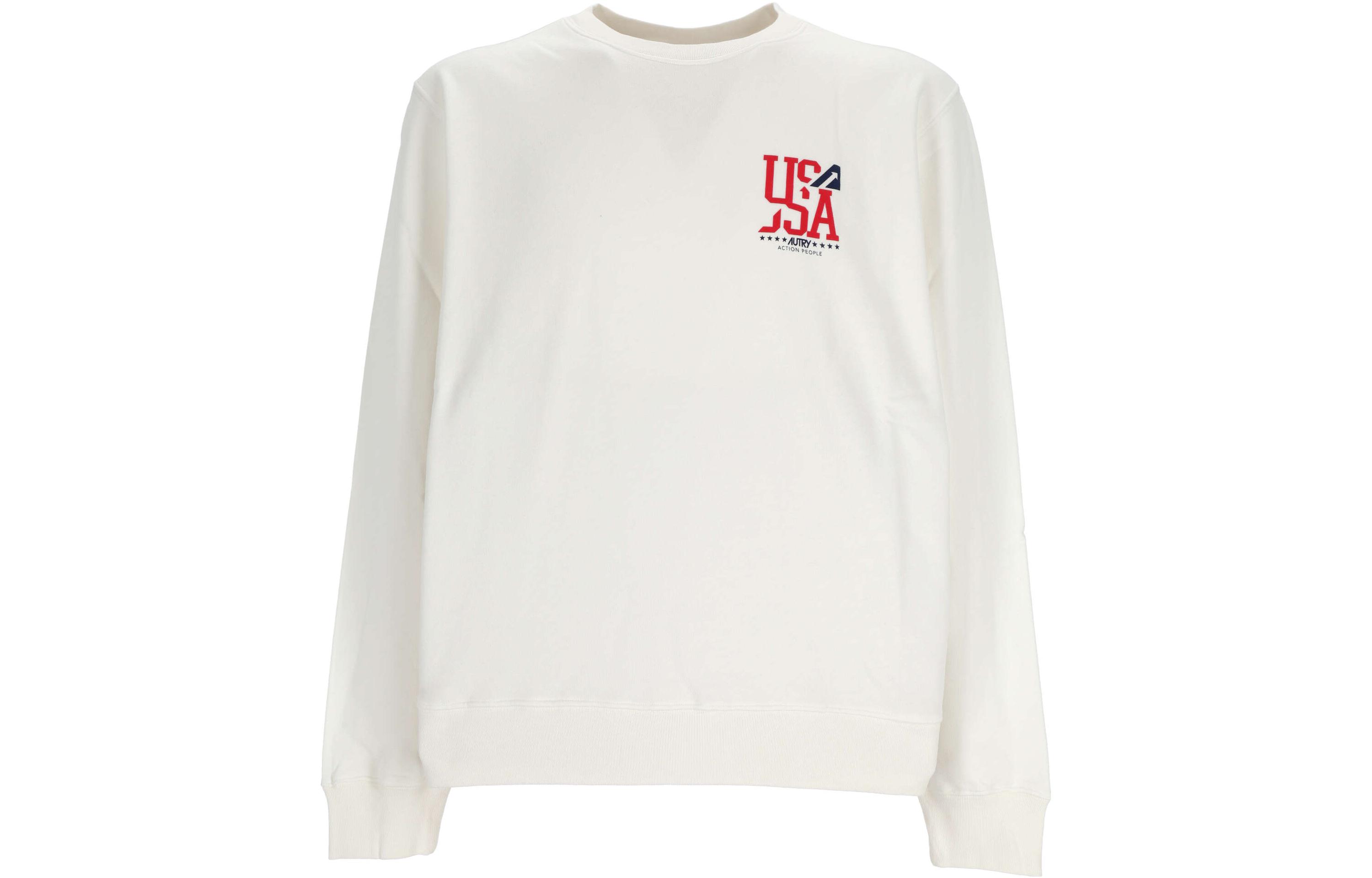 AUTRY SS23 White Unisex Oversized Crewneck Letter Print Long Sleeve Sweatshirt SWIM2321ACTIONWHITE