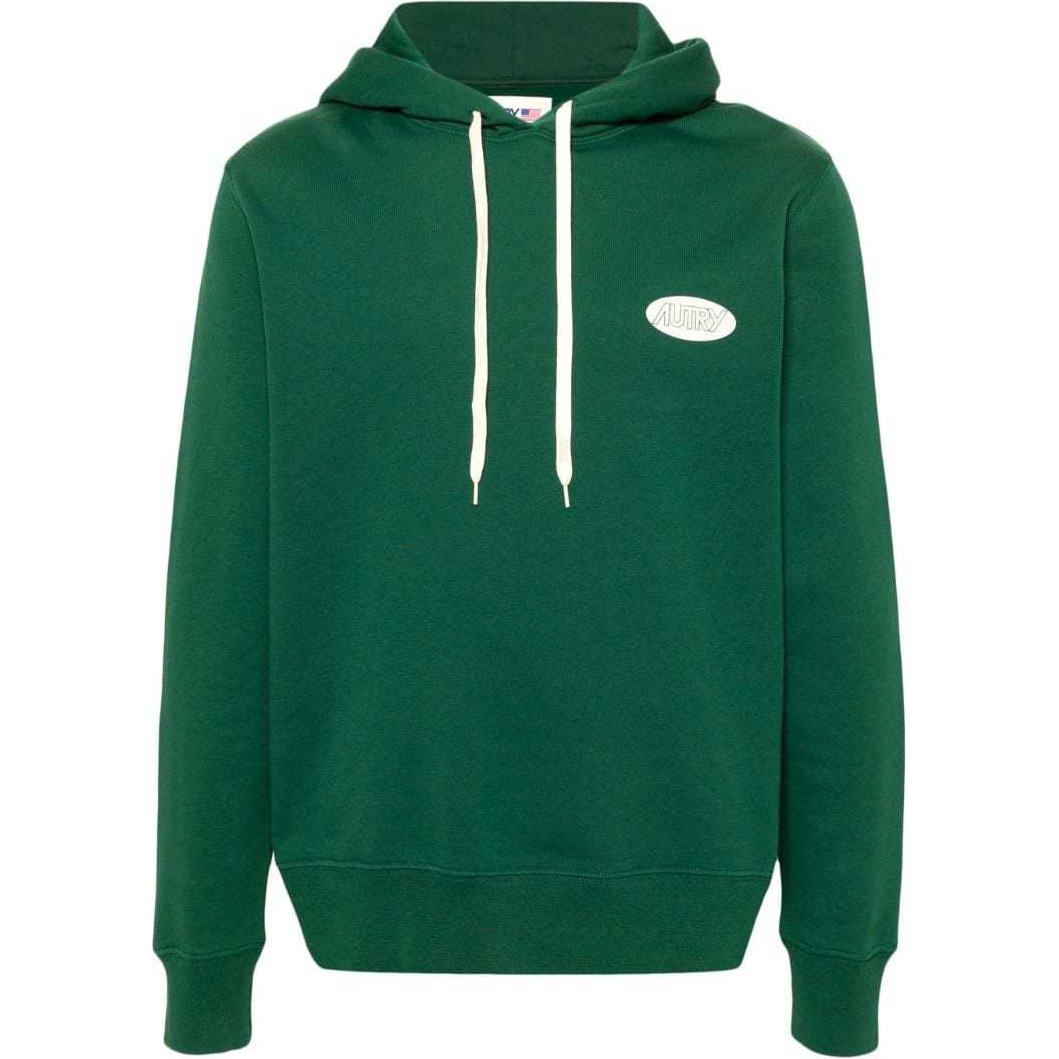 AUTRY SS24 Deep Green Hoodie with Logo Print HOPM02JV