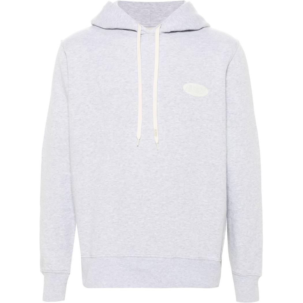 AUTRY SS24 Light Gray Logo Hoodie with Drawstring and Long Sleeves HOPM02JM