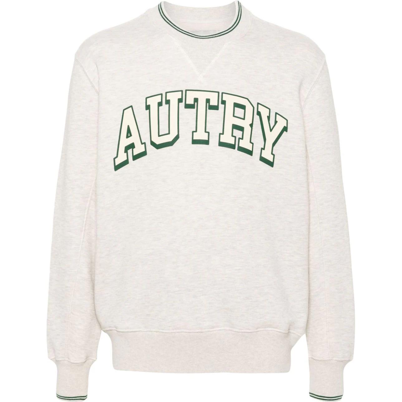 AUTRY SS24 Logo Print Crewneck Long Sleeve Sweatshirt Men’s Light Gray SWPM3H1