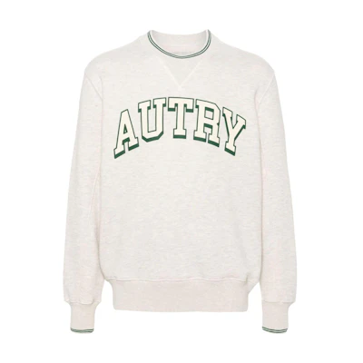 AUTRY SS24 Logo Print Crewneck Long Sleeve Sweatshirt Men’s Light Gray SWPM3H1