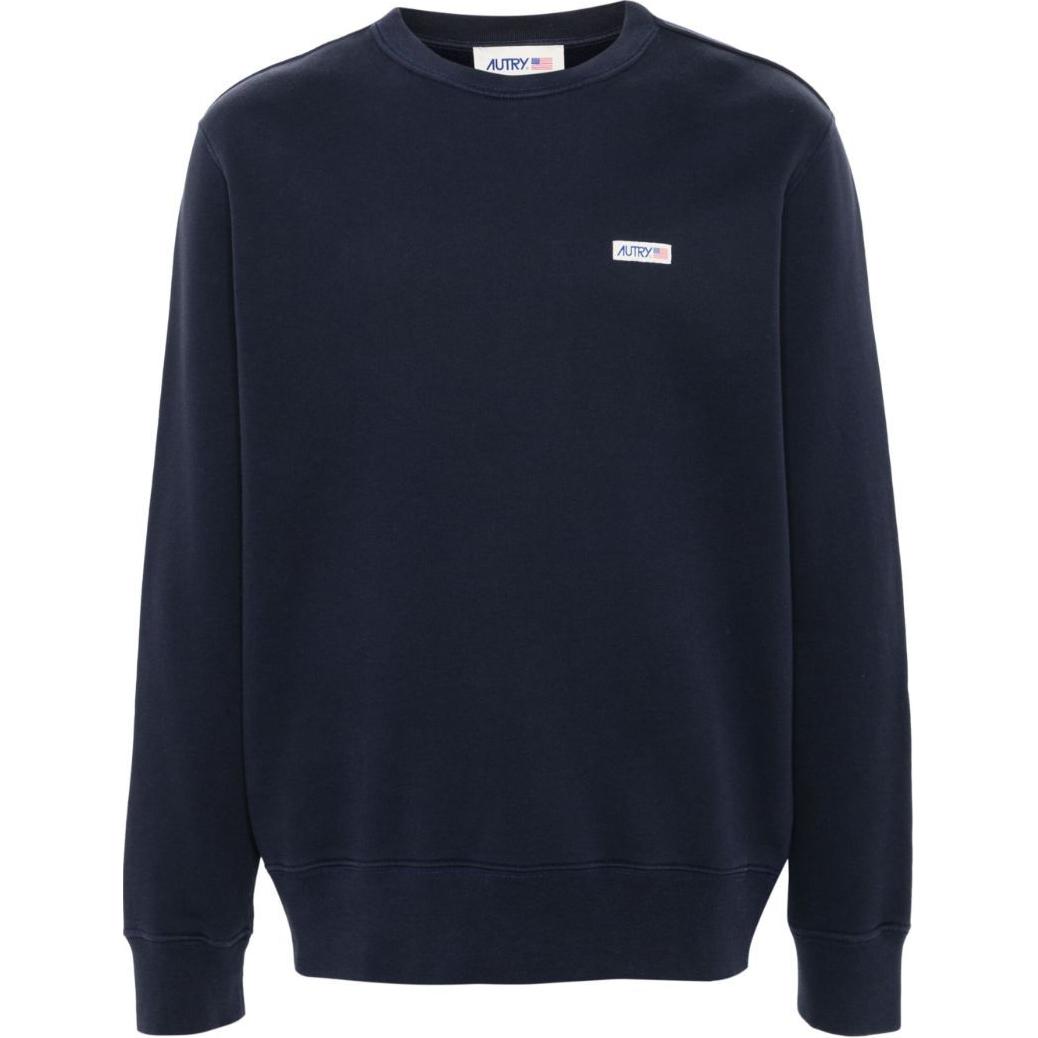 AUTRY SS24 Loose Fit Crewneck Long Sleeve Sweatshirt Navy Blue SWPM01JB