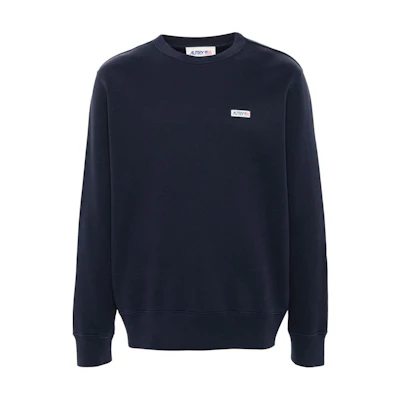 AUTRY SS24 Loose Fit Crewneck Long Sleeve Sweatshirt Navy Blue SWPM01JB