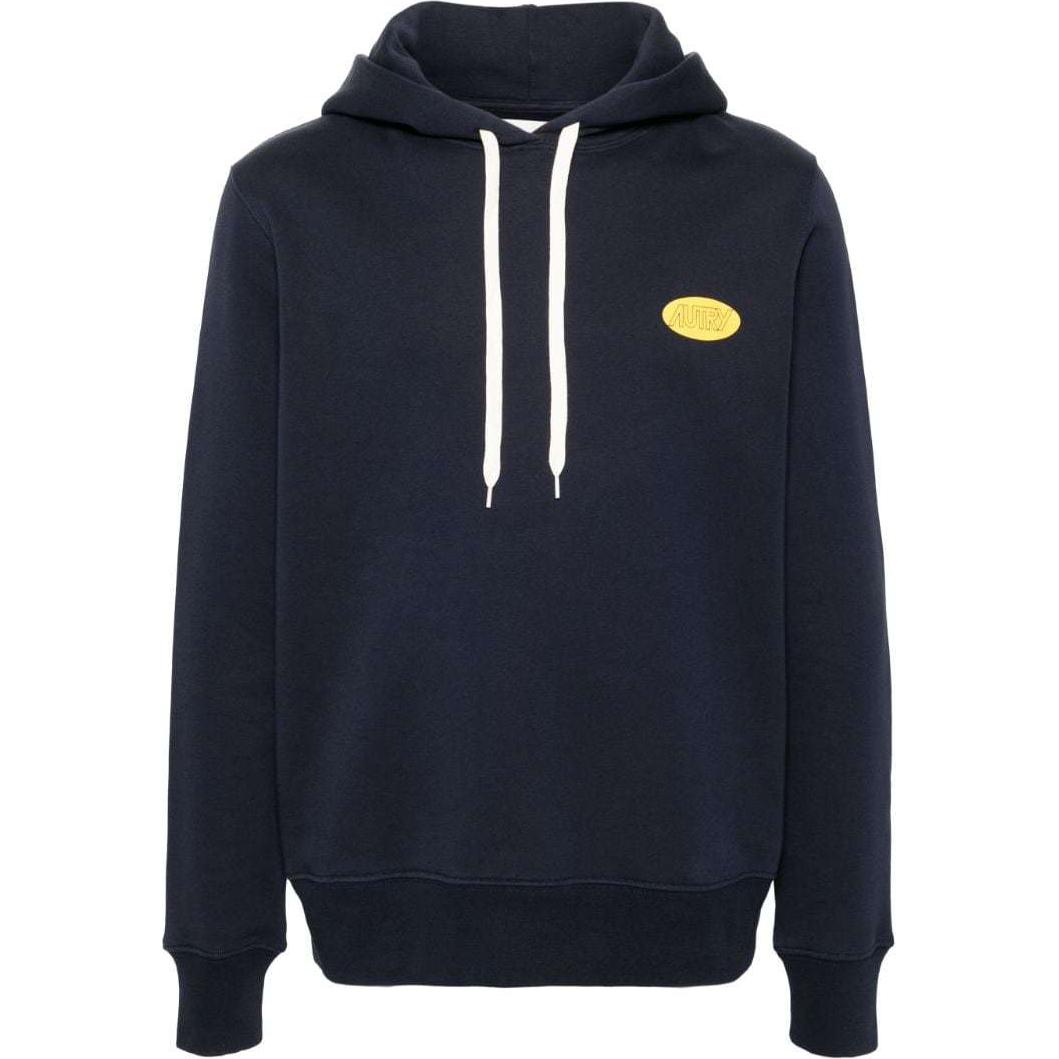 AUTRY SS24 Navy Logo Print Hoodie Long Sleeve Casual Sweatshirt HOPM02JB