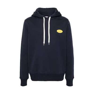 AUTRY SS24 Navy Logo Print Hoodie Long Sleeve Casual Sweatshirt HOPM02JB