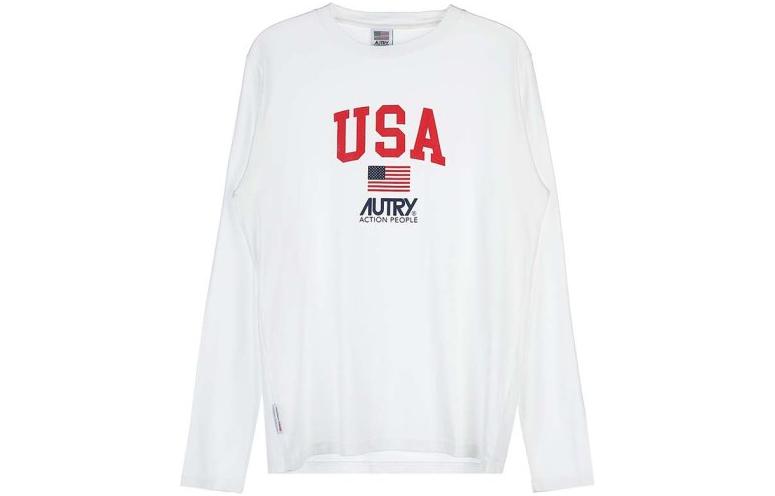 AUTRY White Crewneck Sweatshirt with Letter Print LSIM1511